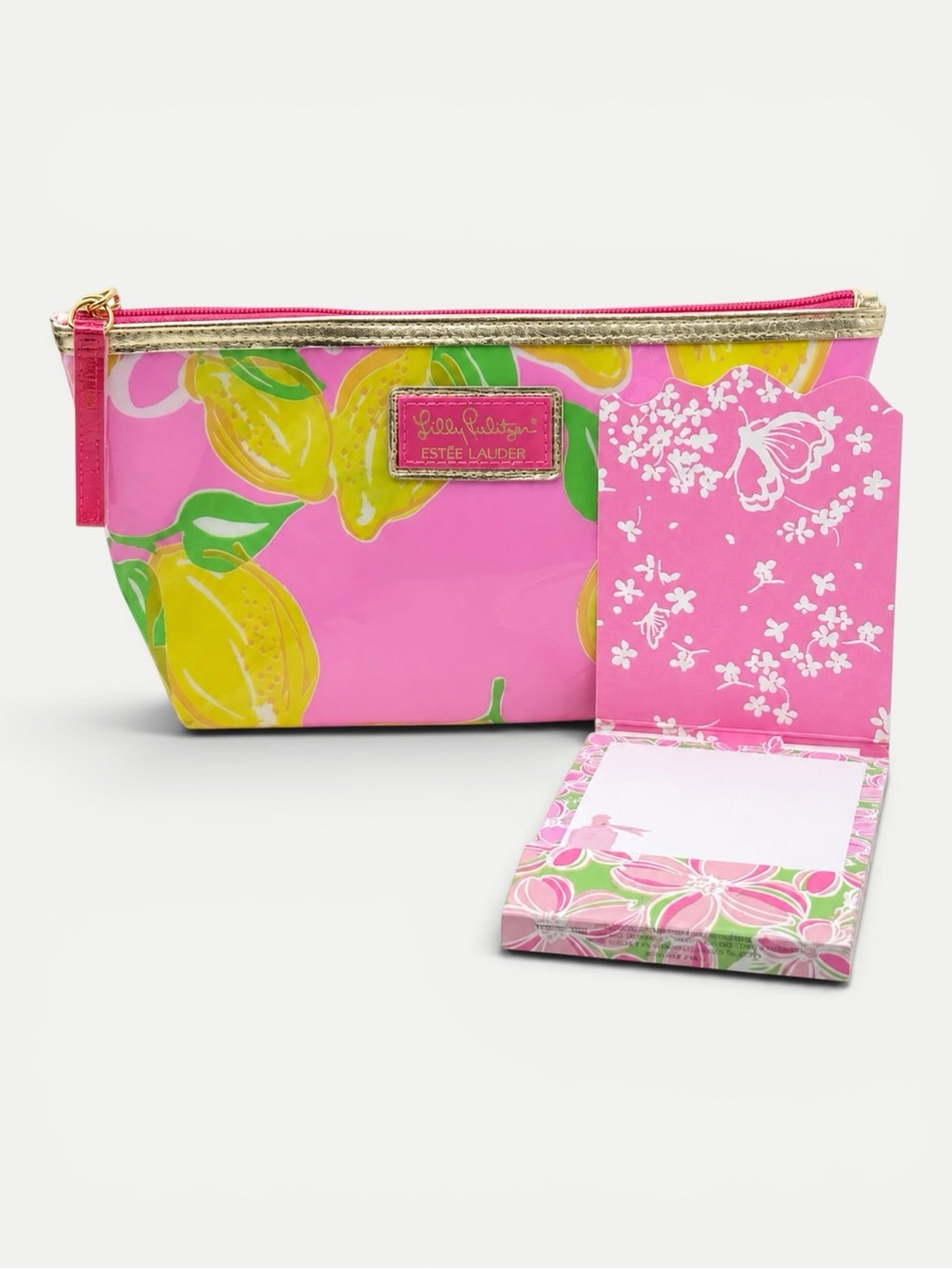 Lilly Pulitzer for Estée Lauder Lemon Cosmetic Bag + Fragrance Notepad Set